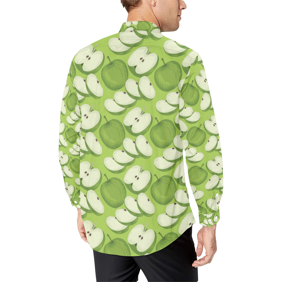 Apple Pattern Print Design AP010 Men's Long Sleeve Shirt