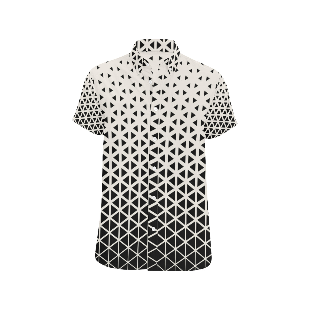 Geometric Black White Pattern Print Design 03 Men's Short Sleeve Button Up Shirt