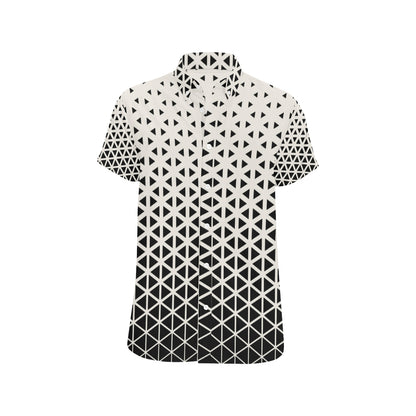 Geometric Black White Pattern Print Design 03 Men's Short Sleeve Button Up Shirt