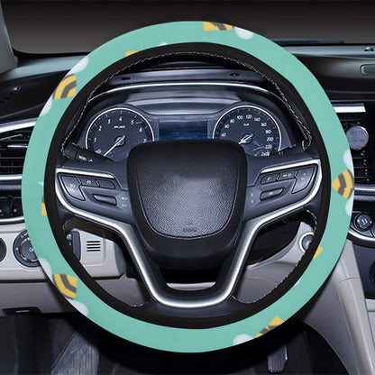 Bee Pattern Print Design 01 Steering Wheel Cover with Elastic Edge