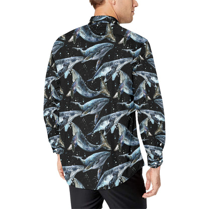 Humpback Whale Pattern Print Design 01 Men's Long Sleeve Shirt