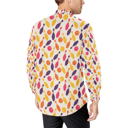 Bowling Pattern Print Design 06 Men's Long Sleeve Shirt
