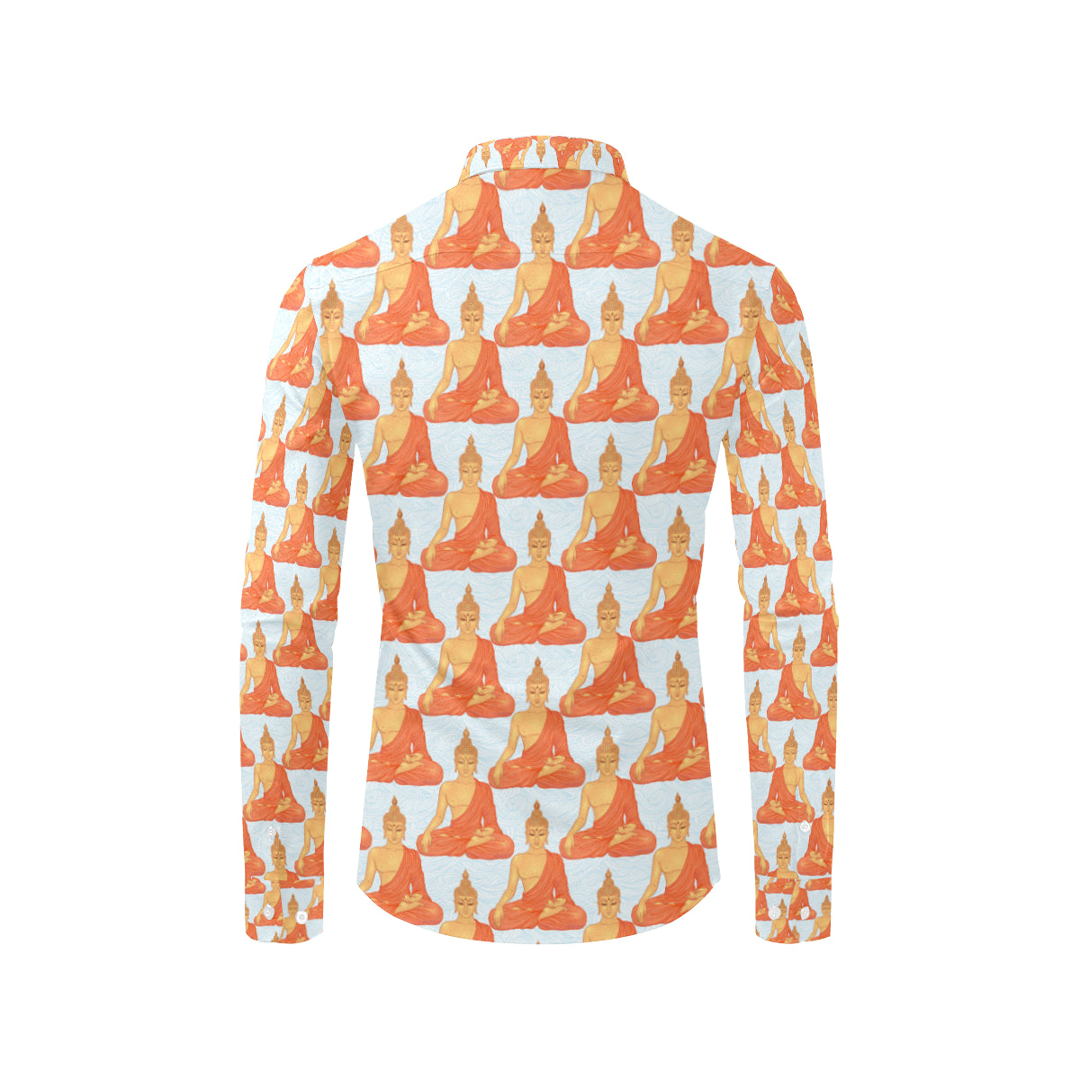 Buddha Pattern Print Men's Long Sleeve Shirt