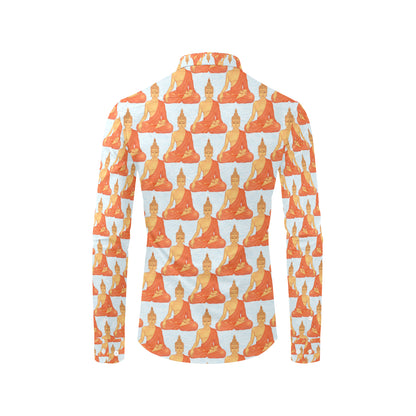 Buddha Pattern Print Men's Long Sleeve Shirt
