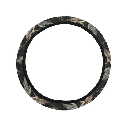 Owl Branch Themed Design Print Steering Wheel Cover with Elastic Edge
