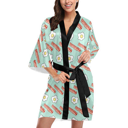 Bacon Sausage Pattern Print Design 01 Women's Short Kimono