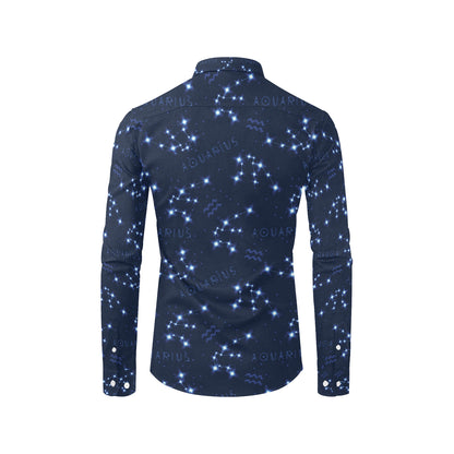 Aquarius Zodiac Pattern Print Design 02 Men's Long Sleeve Shirt