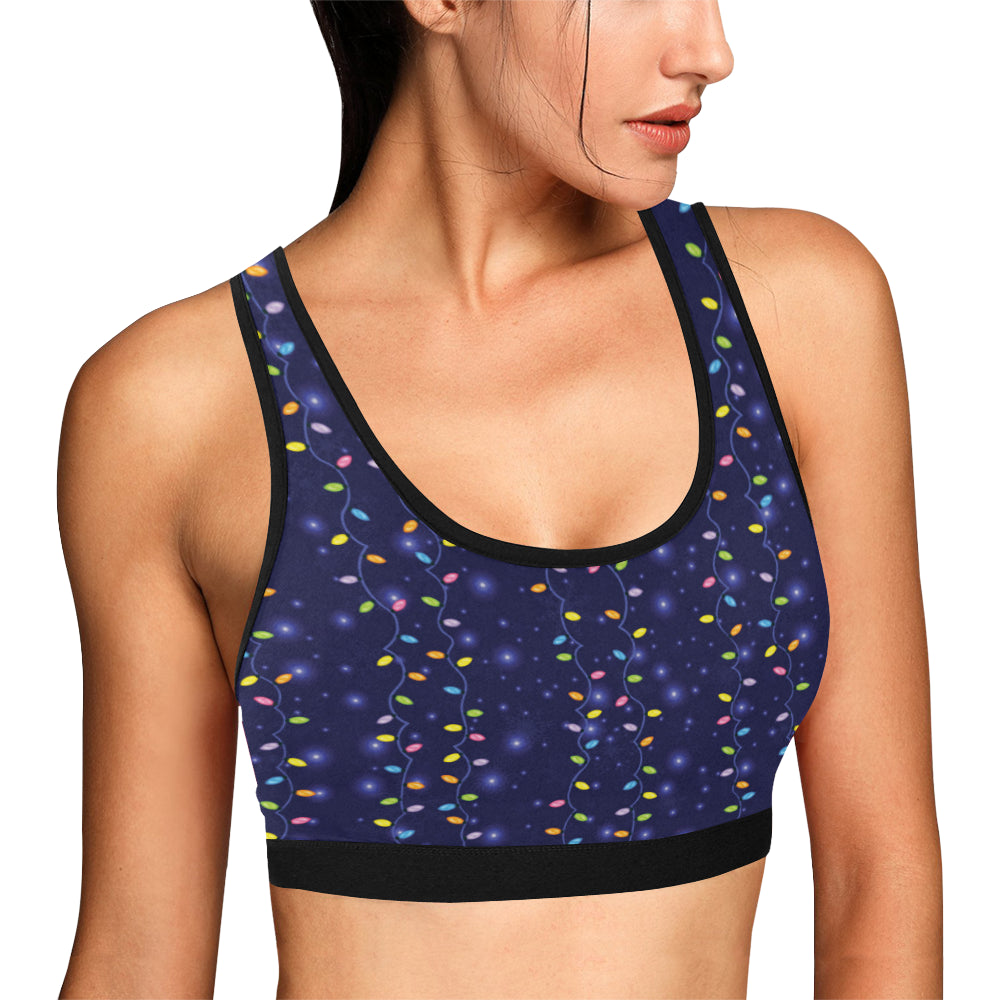 Christmas Light Pattern Print Design 03 Sports Bra