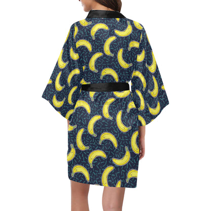 Banana Pattern Print Design BA09 Women's Short Kimono