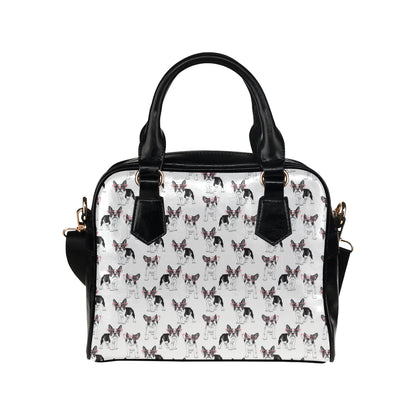 Boston Terrier Pattern Print Design 03 Shoulder Handbag
