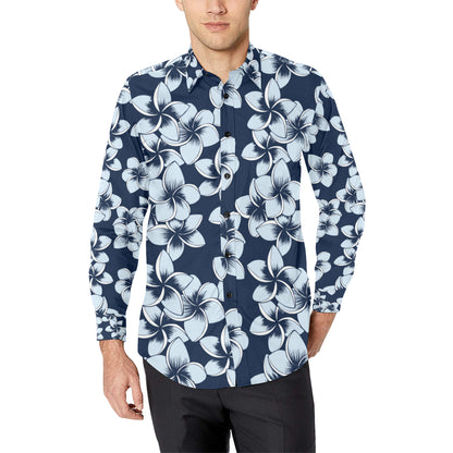 Plumeria Pattern Print Design A02 Men's Long Sleeve Shirt