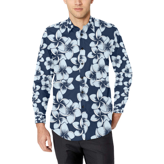 Plumeria Pattern Print Design A02 Men's Long Sleeve Shirt