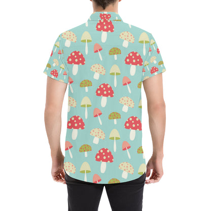 Mushroom Pattern Print Design A01 Men's Short Sleeve Button Up Shirt