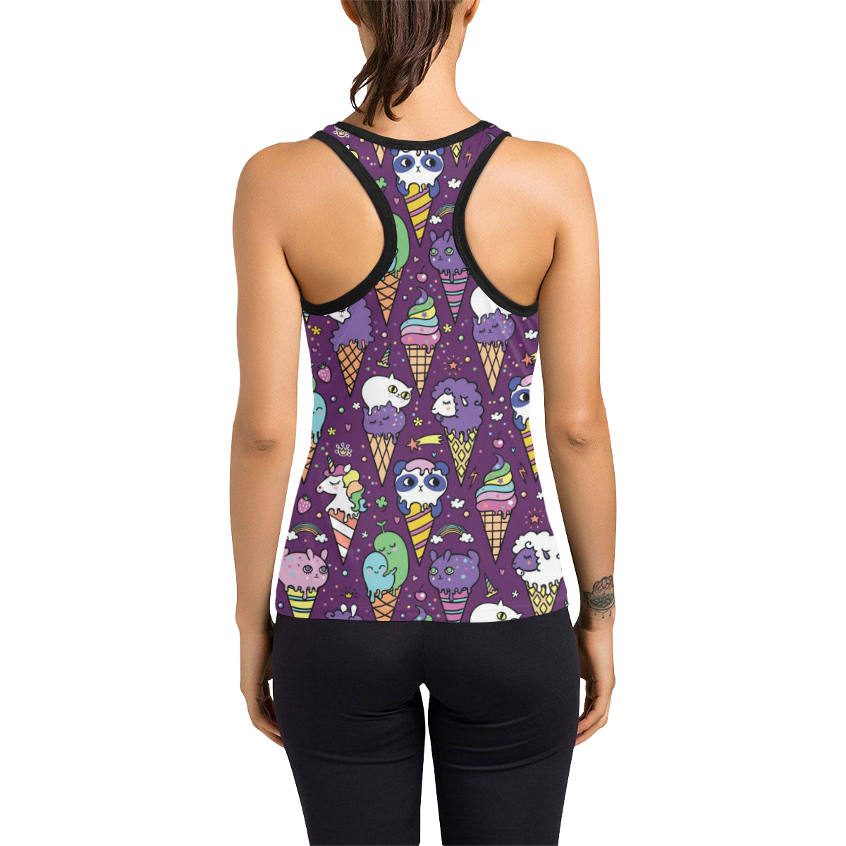 Ice Cream Pattern Print Design IC07 Women's Racerback Tank Top