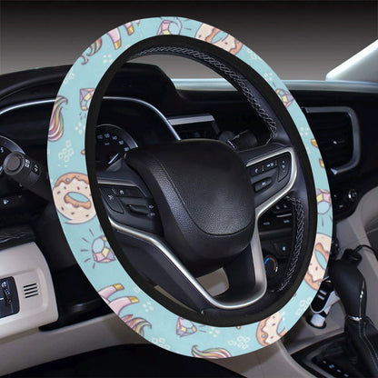 Donut Unicorn Pattern Print Design DN016 Steering Wheel Cover with Elastic Edge
