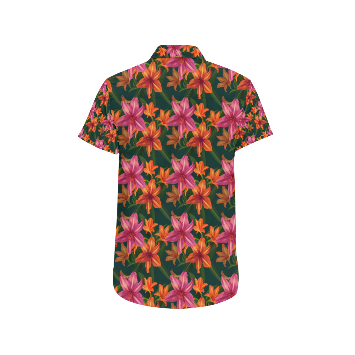 Amaryllis Pattern Print Design AL01 Men's Short Sleeve Button Up Shirt