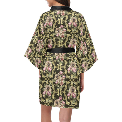 Baroque Pattern Print Design 02 Women's Short Kimono
