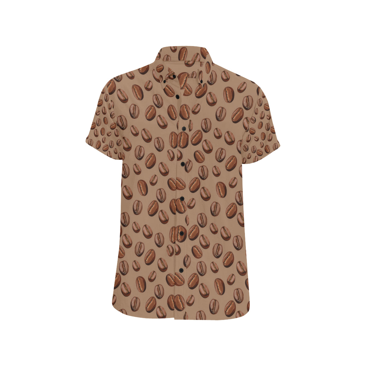 Coffee Pattern Print Design 07 Men's Short Sleeve Button Up Shirt