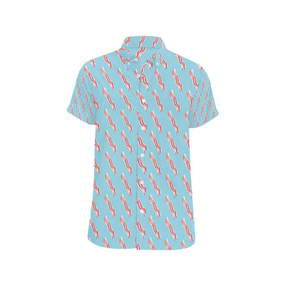 Bacon Pattern Print Design 03 Men's Short Sleeve Button Up Shirt