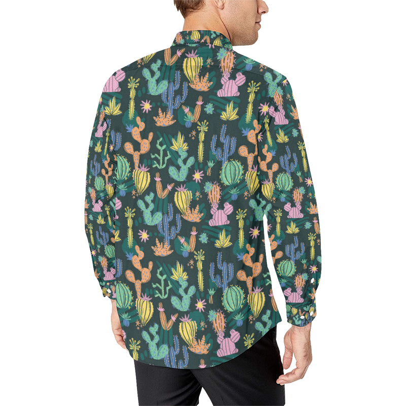 Cactus Pattern Print Design 05 Men's Long Sleeve Shirt