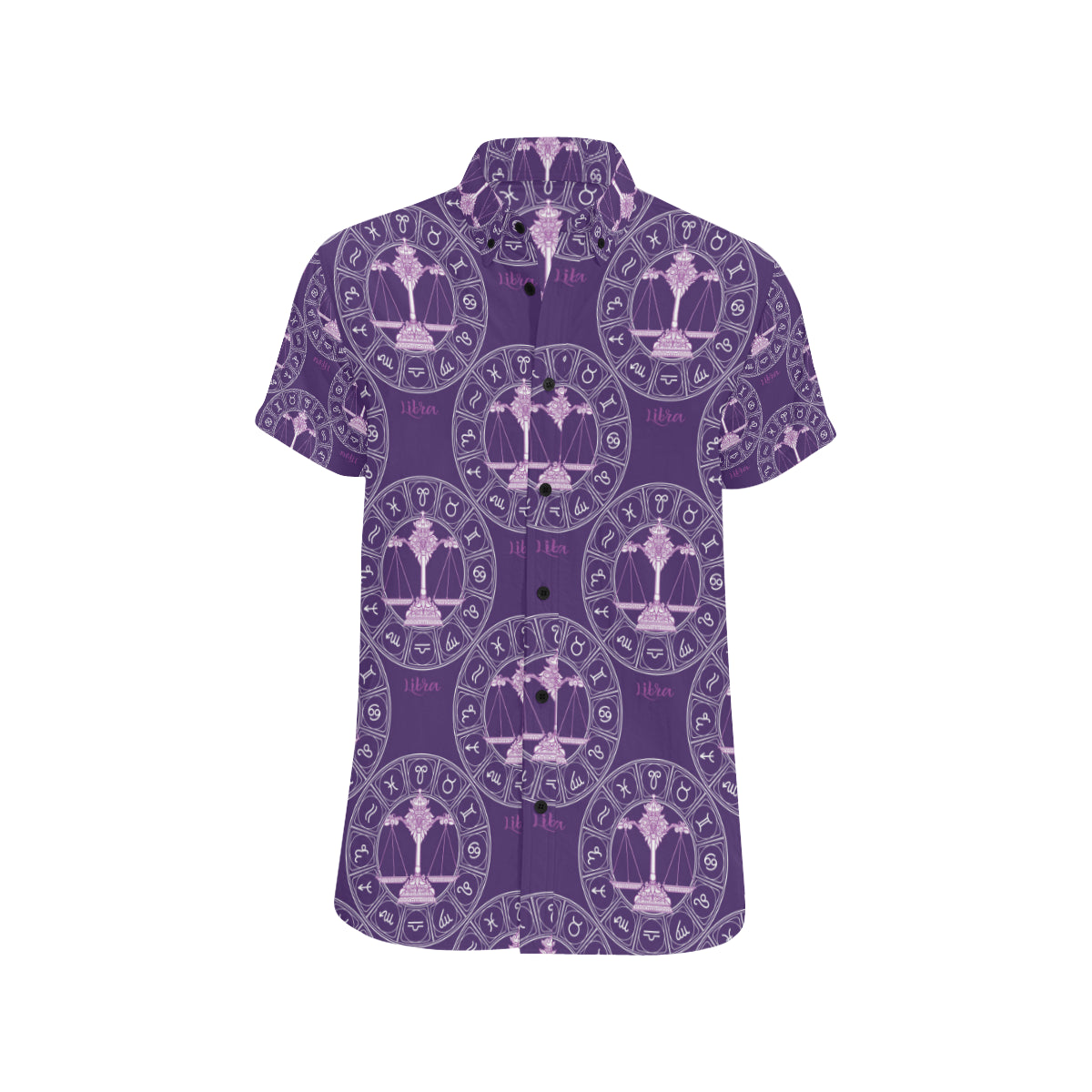 Libra Pattern Print Design 03 Men's Short Sleeve Button Up Shirt