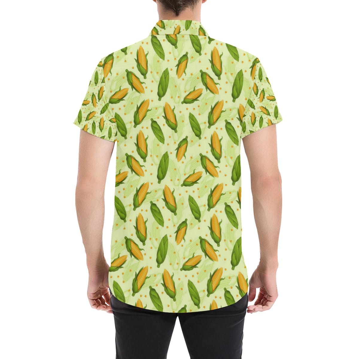 Agricultural Fresh Corn cob Print Pattern Men's Short Sleeve Button Up Shirt