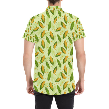 Agricultural Fresh Corn cob Print Pattern Men's Short Sleeve Button Up Shirt