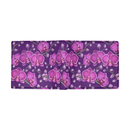 Orchid Purple Pattern Print Design OR02 Men's ID Card Wallet