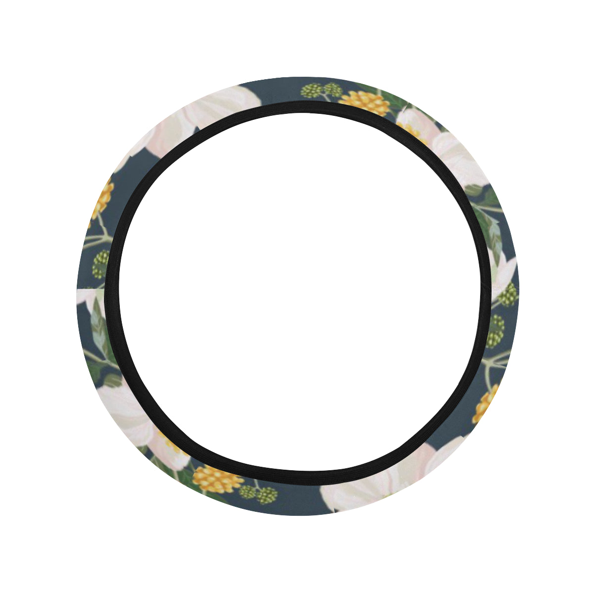 Anemone Pattern Print Design AM04 Steering Wheel Cover with Elastic Edge