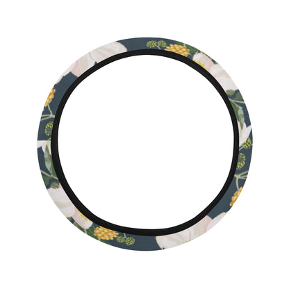 Anemone Pattern Print Design AM04 Steering Wheel Cover with Elastic Edge