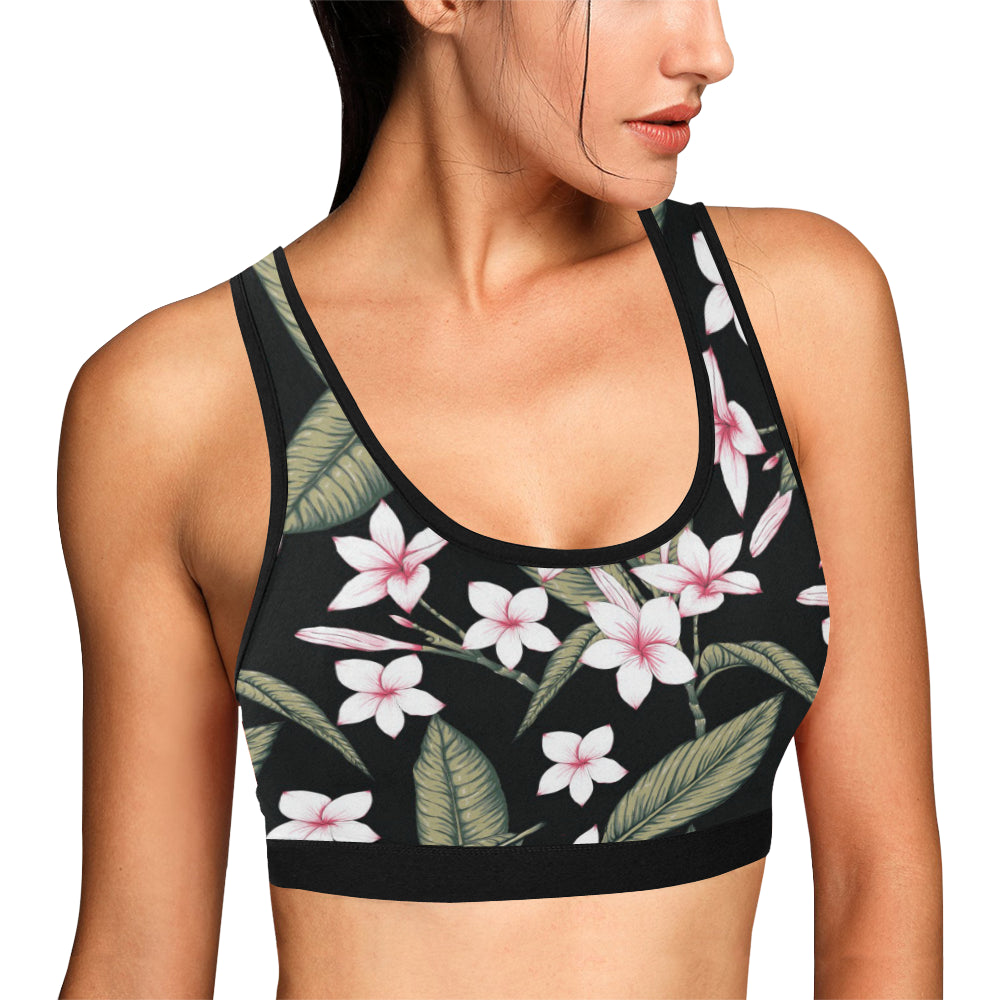 Plumeria Pattern Print Design PM021 Sports Bra