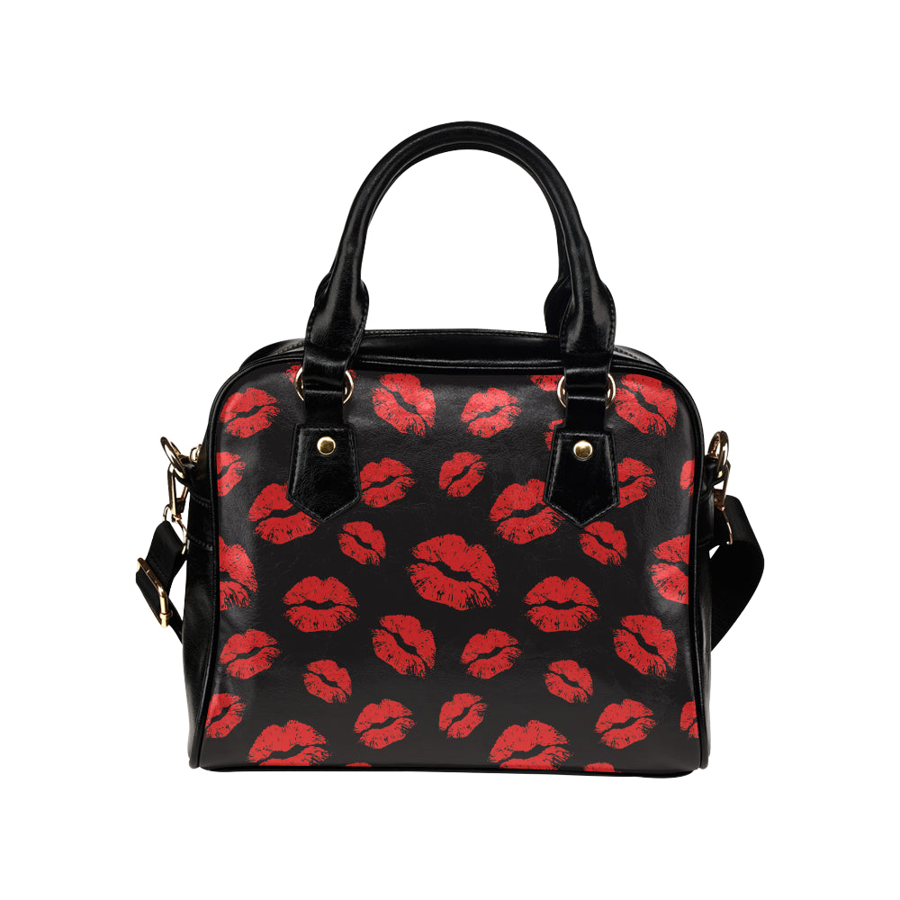 Lip Red Pattern Print Design 02 Shoulder Handbag