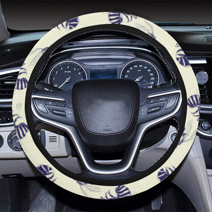 Bee Pattern Print Design 02 Steering Wheel Cover with Elastic Edge