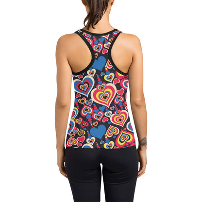 Heart Pattern Print Design HE08 Women's Racerback Tank Top