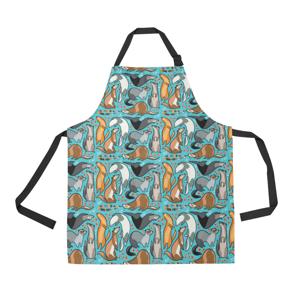 Ferret Pattern Print Design 03 Apron with Pocket