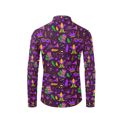Mardi Gras Pattern Print Design 08 Men's Long Sleeve Shirt