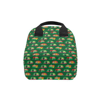 Camper Camping Christmas Themed Print Insulated Lunch Bag