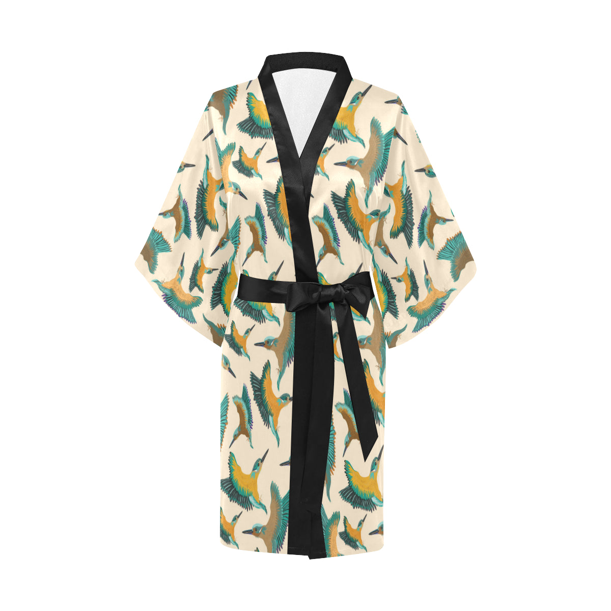 Kingfisher Pattern Print Design 02 Women's Short Kimono
