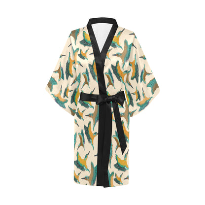 Kingfisher Pattern Print Design 02 Women's Short Kimono