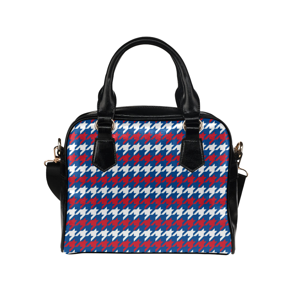 Patriotic Houndstooth Pattern Print Design A02 Shoulder Handbag