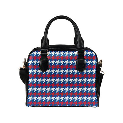 Patriotic Houndstooth Pattern Print Design A02 Shoulder Handbag