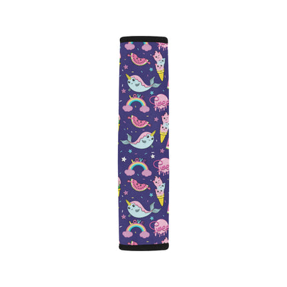Narwhal Cute Pattern Print Design 02 Car Seat Belt Cover