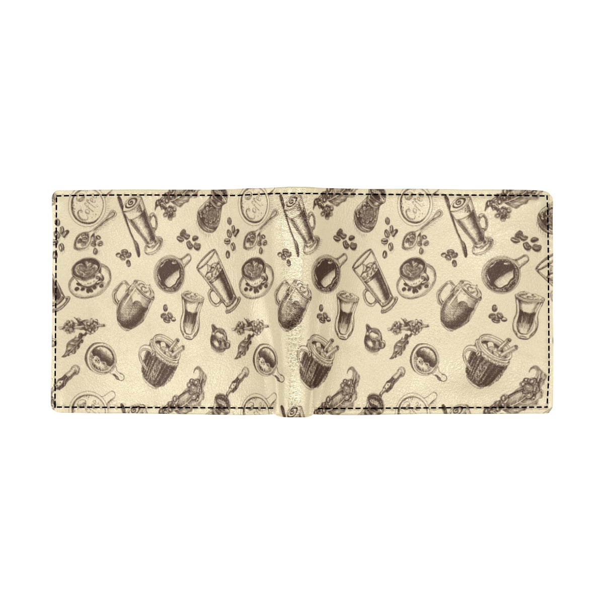 Coffee Pattern Print Design 05 Men's ID Card Wallet
