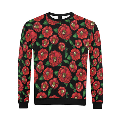 Camellia Pattern Print Design CM07 Men Long Sleeve Sweatshirt