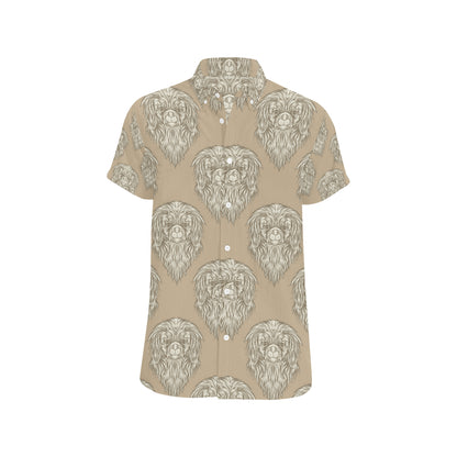Pekingese Pattern Print Design A01 Men's Short Sleeve Button Up Shirt