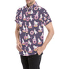 Donut Unicorn Pattern Print Design DN011 Men's Short Sleeve Button Up Shirt