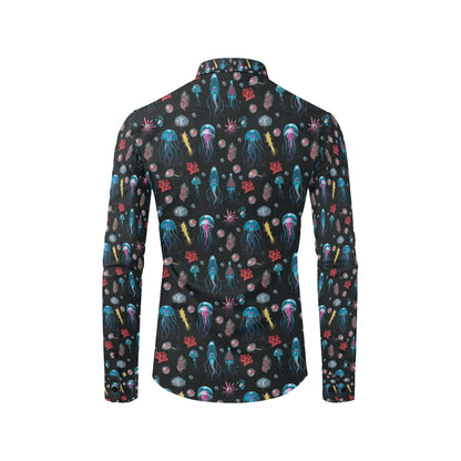 Jellyfish Underwater Print Men's Long Sleeve Shirt