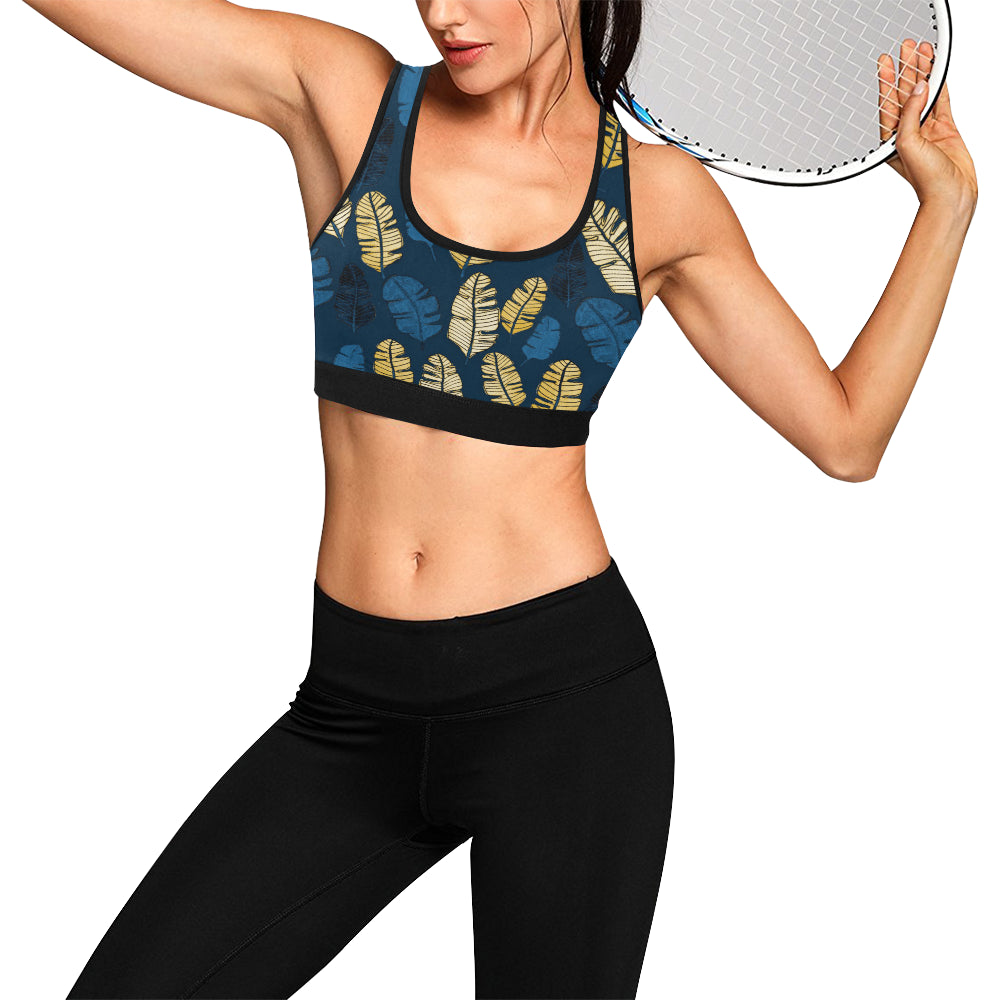 Banana Leaf Pattern Print Design BL09 Sports Bra