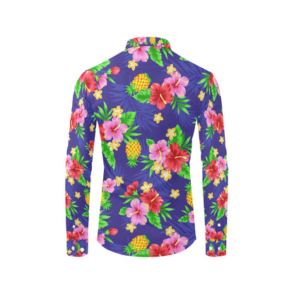 Hawaiian Themed Pattern Print Design H05 Men's Long Sleeve Shirt