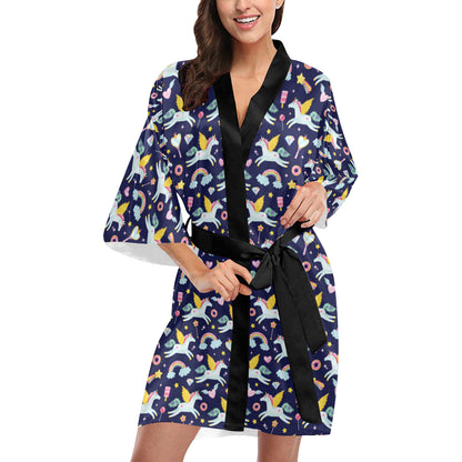 Pegasus Pattern Print Design 05 Women's Short Kimono